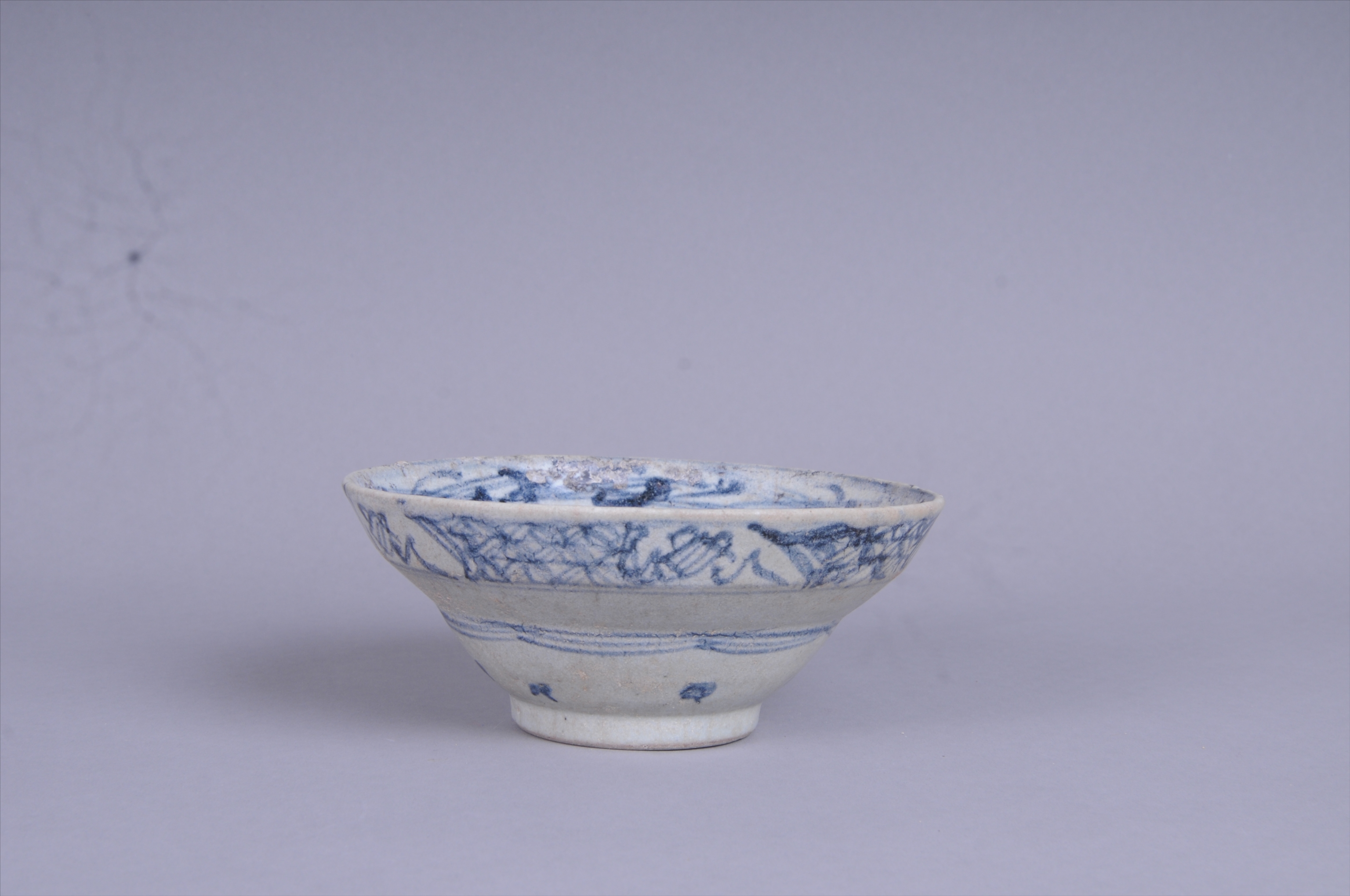100833清青花草帽碗
