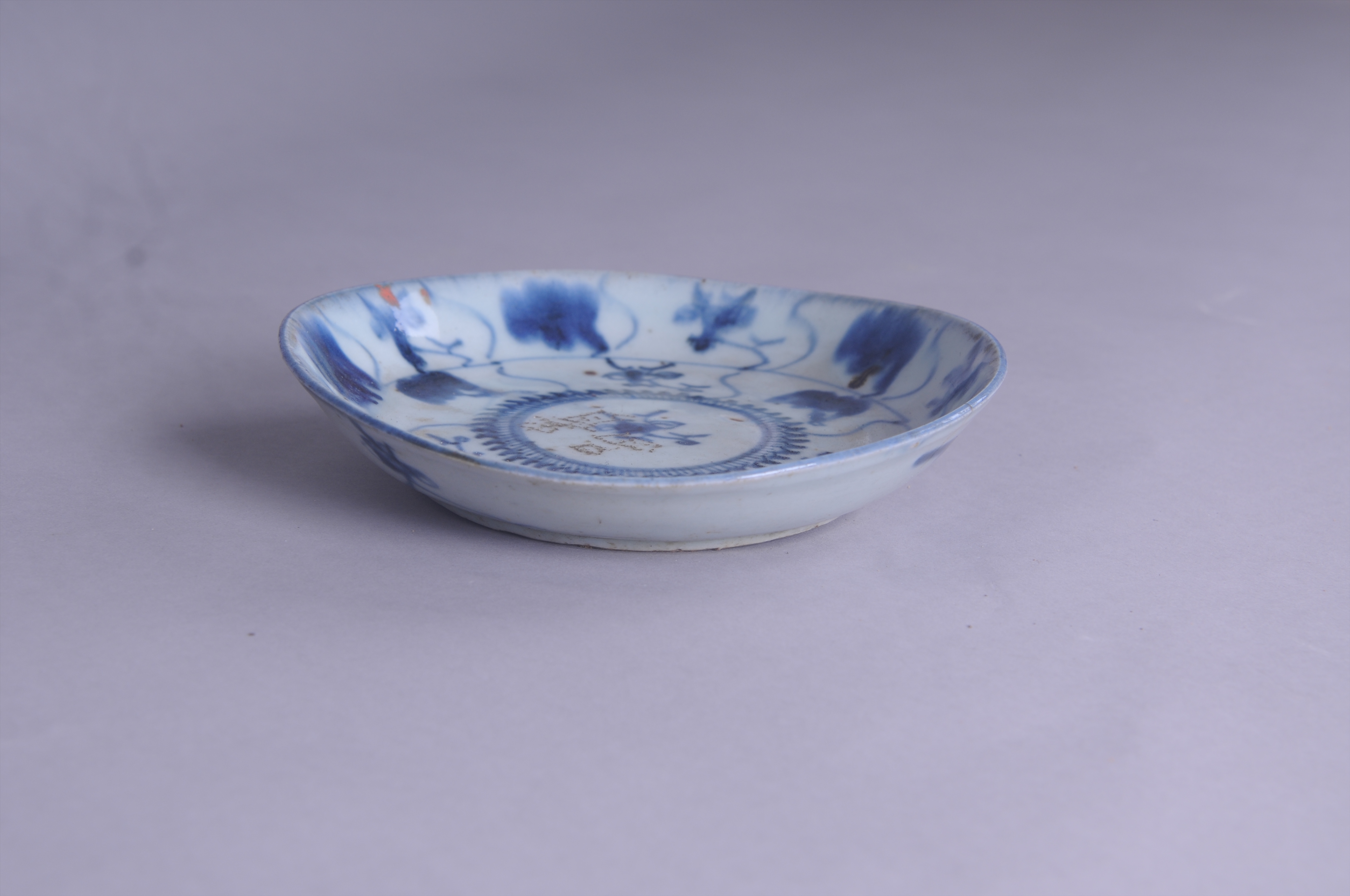 100156清青花花草纹盘