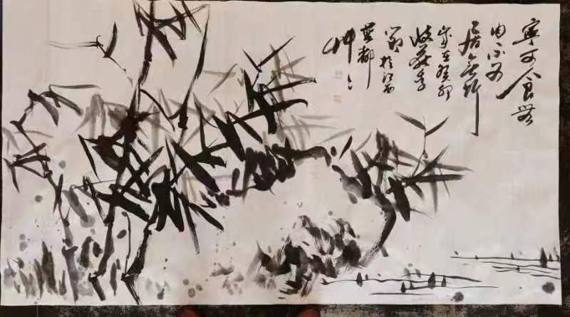 黄睿书迹“一千里色中秋月，十万军声半夜潮”中国水墨画